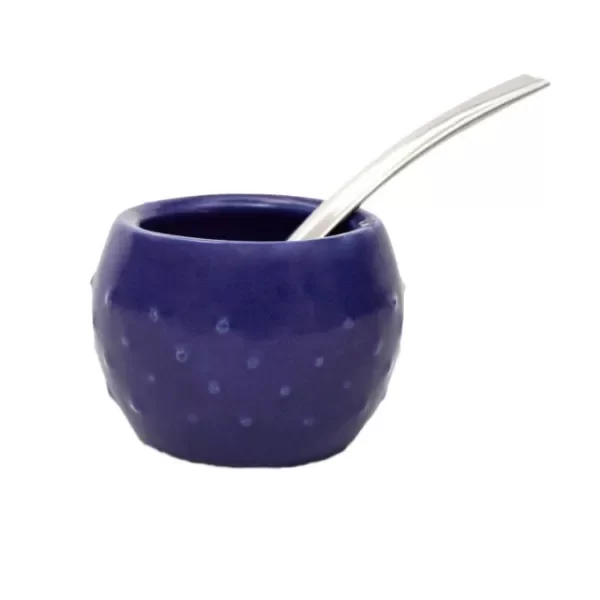 Mate Ceramica Azul con Bombilla MATE Y CO