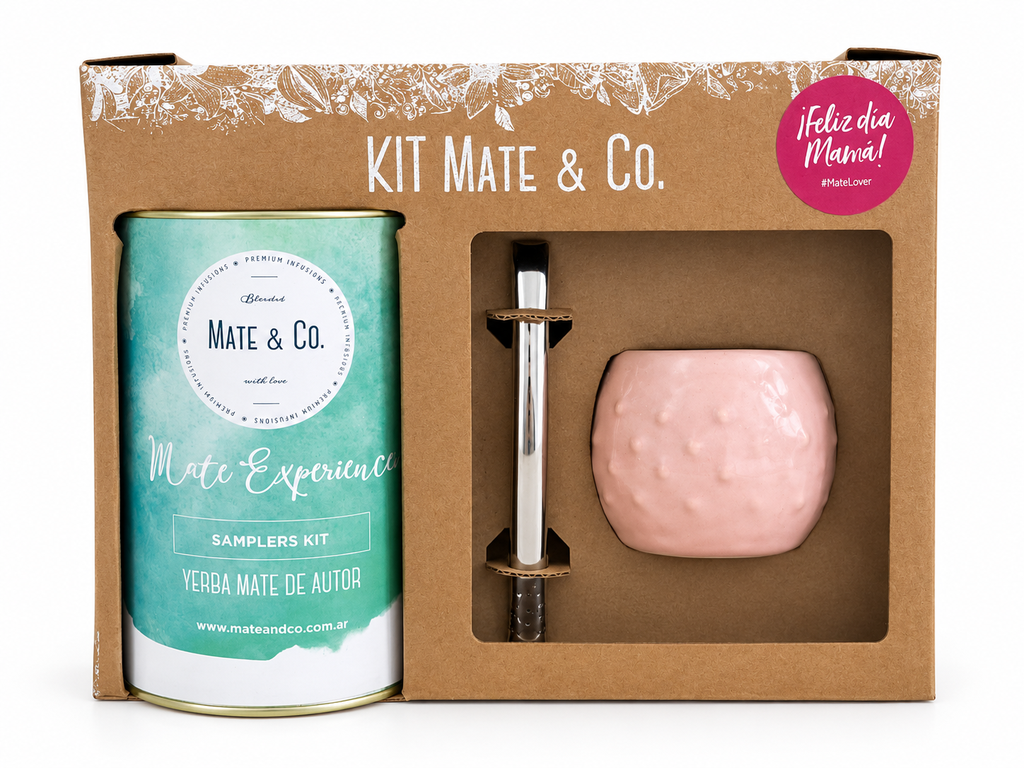 Kit Mate color rosa + Lata Yerba Mate Experience - MATE Y CO