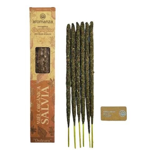 Sahumerios ORGÁNICOS MIEL ORGÁNICA/SALVIA x 6 uni AROMANZA