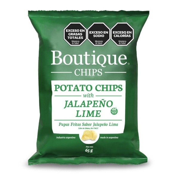 Papas Fritas Jalapeño y lima 65 gr SIN TACC BOUTIQUE CHIPS