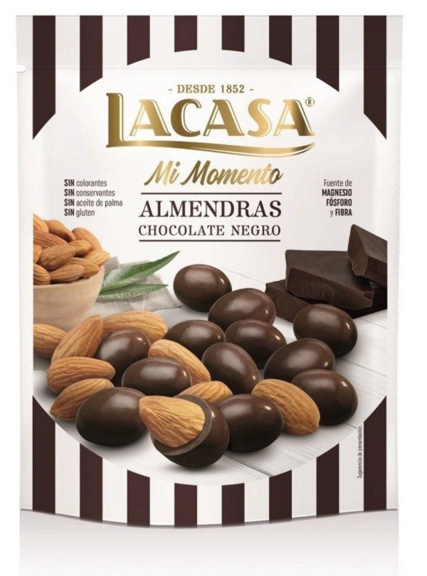 ALMENDRAS con chocolate negro SIN TACC x 125g LACASA