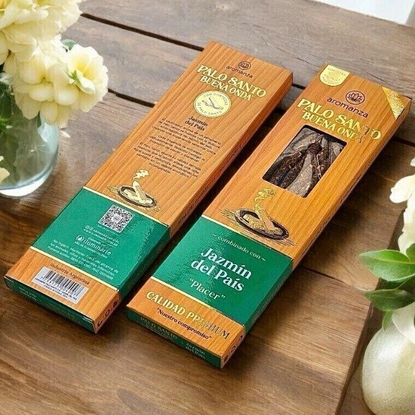 Sahumerios PALO SANTO Buena Onda JAZMIN DEL PÁIS x 8 uni AROMANZA