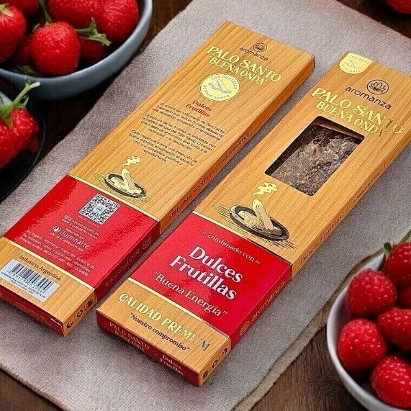 Sahumerios PALO SANTO Buena Onda DULCES FRUTILLAS x 8 uni AROMANZA