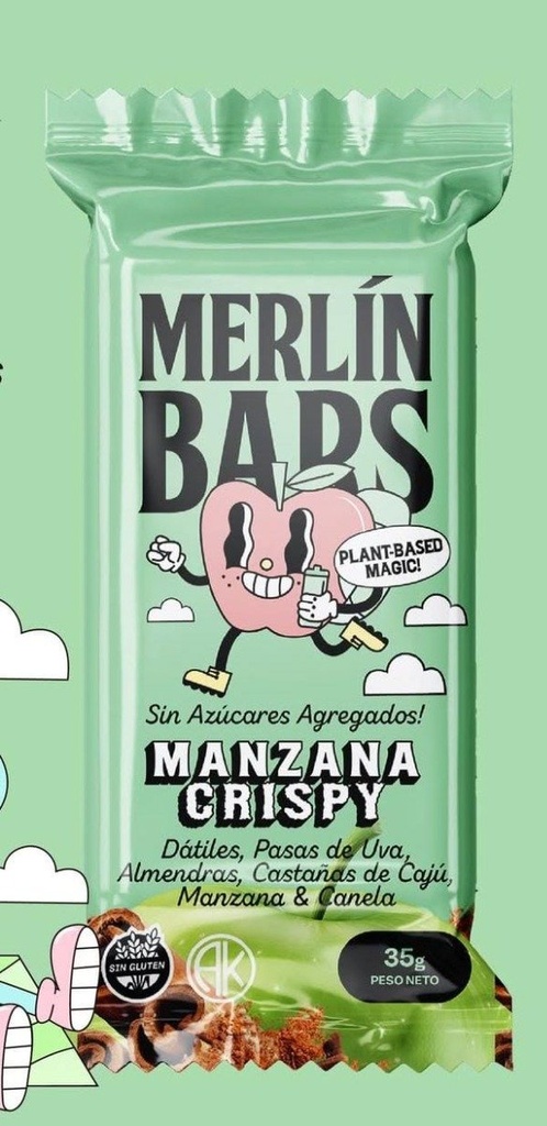 RAW BAR sabor MANZANA CRISPY SIN TACC 35 gr x 14 UNI - MERLIN FOODS