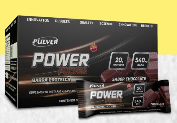 BARRA PROTEICA power CHOCOLATE x12 uni x 60grs PULVER