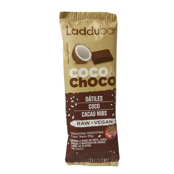 Caja Barritas Raw Veganas Coco y Choco Sin TACC x 30gr x 12u LADDUBAR