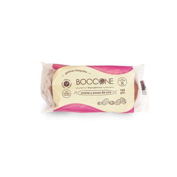 Galletitas Integrales VEGANAS de Avena y Pasas x 145grs BOCCONE