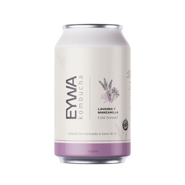 Lata KOMBUCHA LAVANDA y MANZANILLA Sin Tacc x 354cc EYWA