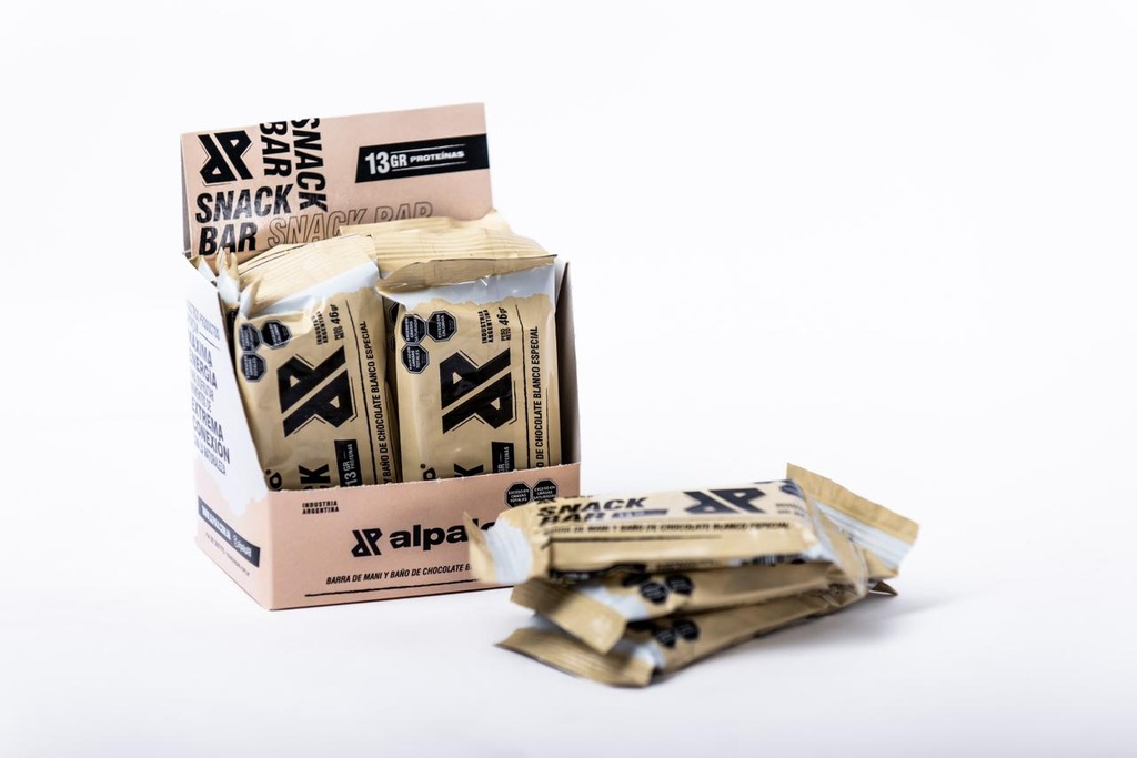 Barra de maní y baño de chocolate blanco x 12 uni AL PALO