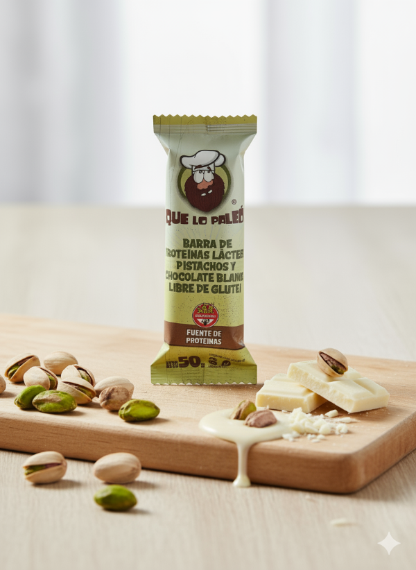 Barra de PISTACHO y chocolate blanco x 12 u QUE LO PALEO
