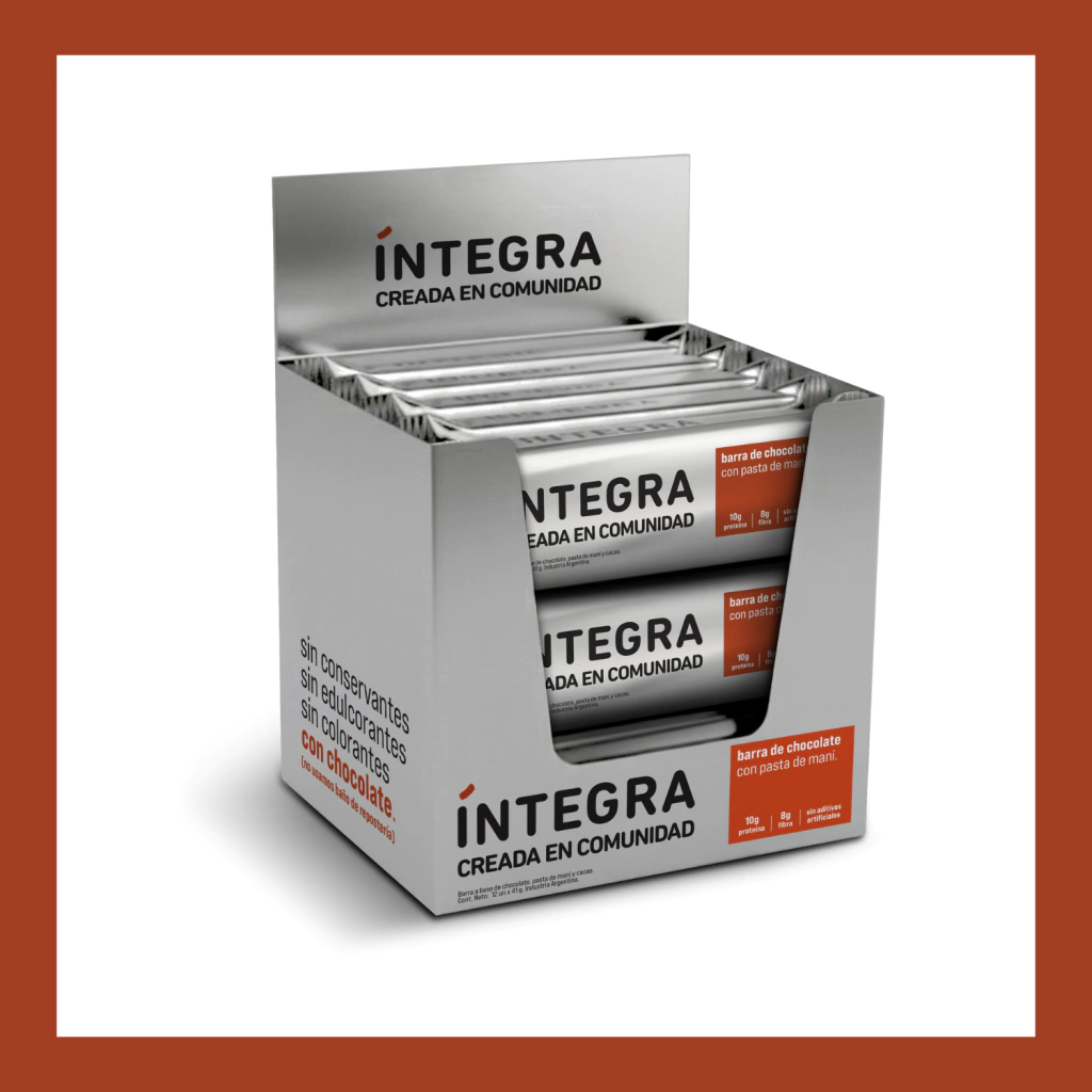 Barras de Chocolate con PASTA DE MANÍ X 12 u INTEGRA