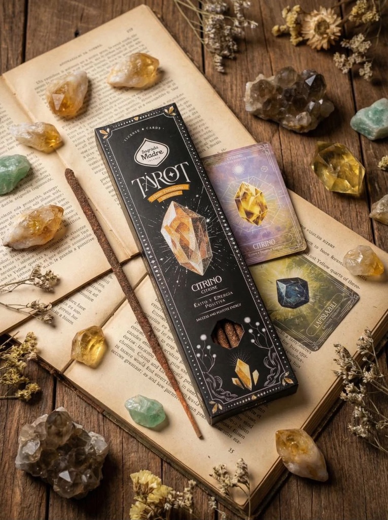 Sahumerio TAROT GEMAS Citrino x 6u SAGRADA MADRE