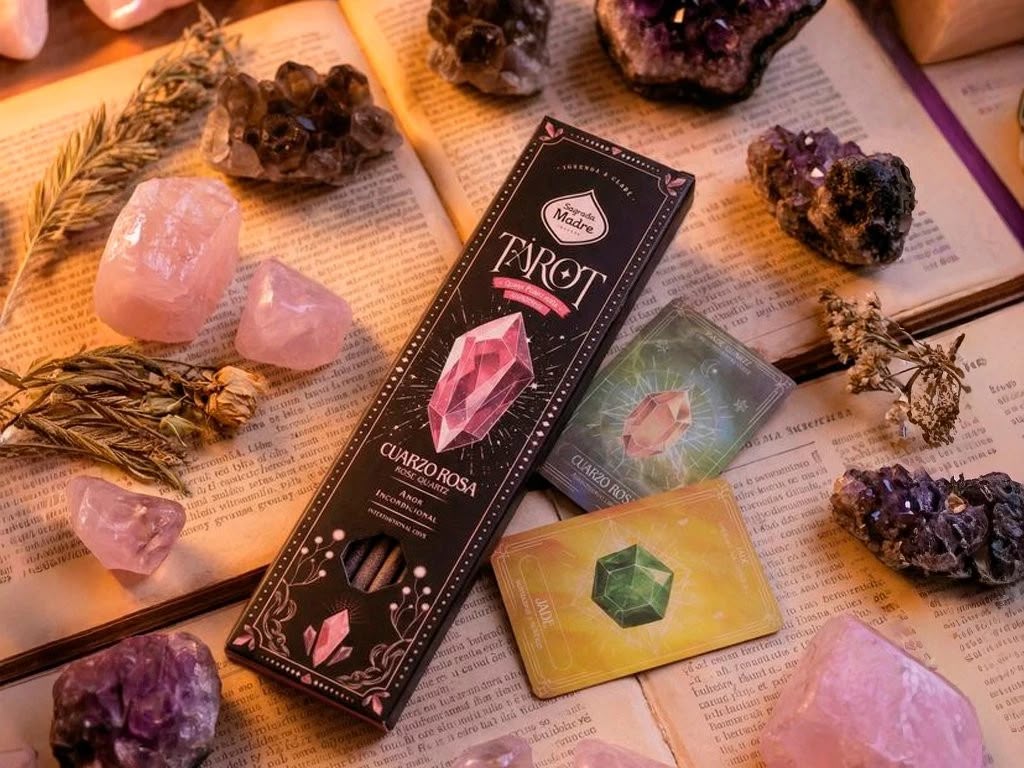 Sahumerio TAROT GEMAS Cuarzo Rosa x 6u SAGRADA MADRE