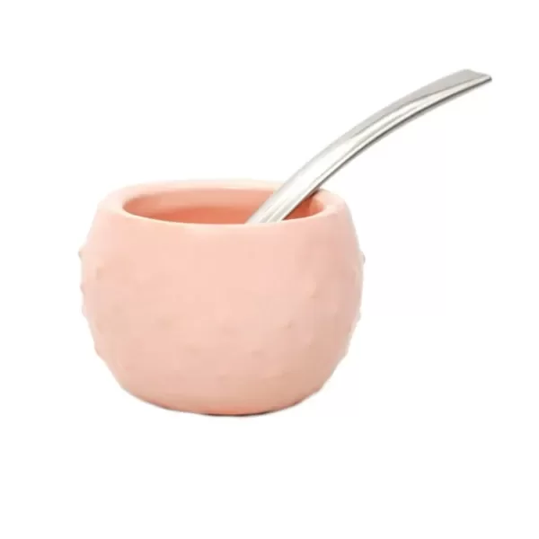 Mate Ceramica Rosa con Bombilla MATE Y CO