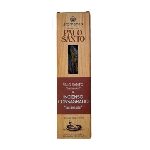 Sahumerio PALO SANTO Buena Onda INCIENSO CONSAGRADO x 8 uni AROMANZA