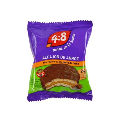 CAJA de ALFAJORES DE ARROZ Negro DULCE de LECHE SIN TACC 24g x 12u Marca 4:8