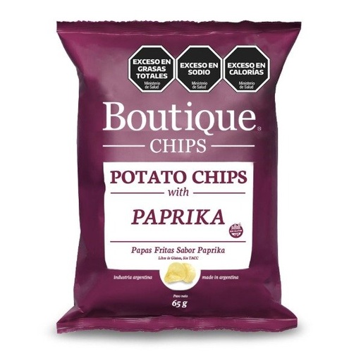 PROMO 2 X 1 Papas Fritas Delicious con paprika 65 gr SIN TACC BOUTIQUE CHIPS