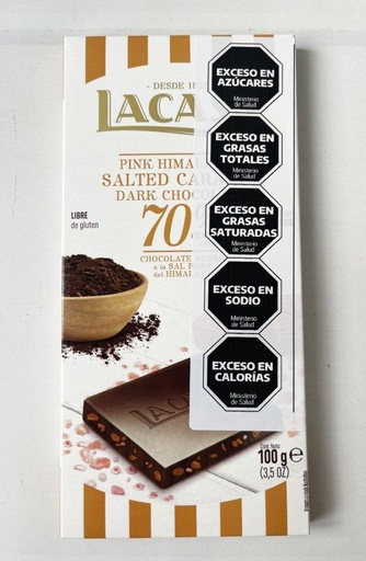 TABLETA Chocolate Negro al 70 con CARAMELO Y SAL SIN TACC x 100g LACASA