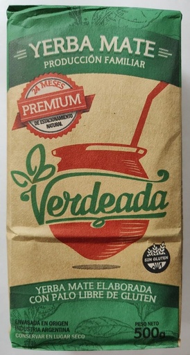 [VERDE20944470] YERBA mate PREMIUM x 500gr con palo SIN TACC VERDEADA