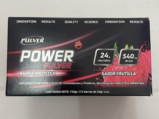 [PULVE20256896] BARRA PROTEICA power FRUTILLA SIN TACC x 12 uni x 60grs PULVER