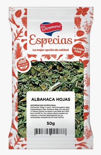 [DICOM2504088] Albahaca hojas picada Sin TACC sobres 50gr Dicomere