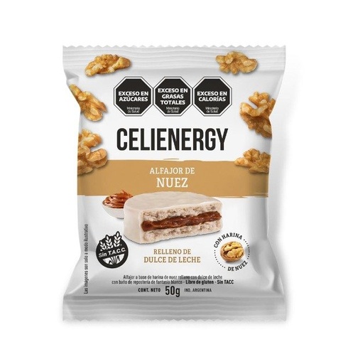 [CELIE16801] Caja de Alfajores de Nuez con Dulce de leche Sin TACC x 12 uni CELIENERGY