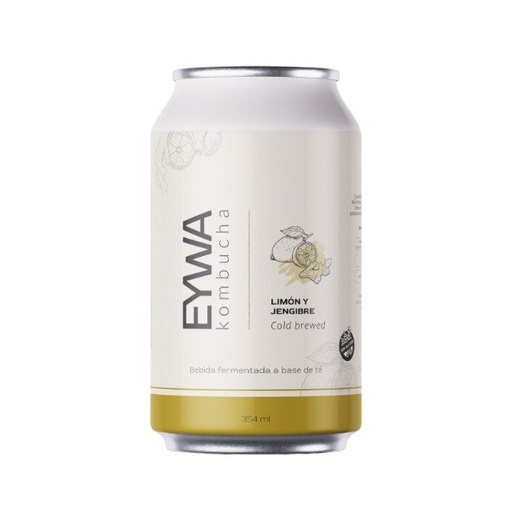 Lata KOMBUCHA LIMÓN y JENGIBRE Sin Tacc x 354cc EYWA