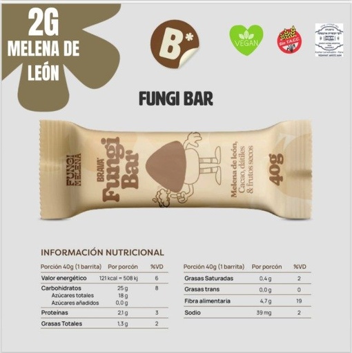 Barritas Fungi Bar Melena de León display x6U SIN TACC  BRAVA