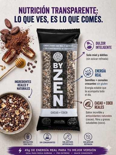 Caja barra frutos secos cacao y coco x12u- BY ZEN